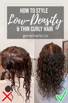 How to Style Low-Density/Thin Curls, Dos & Don’ts – Gena Marie Fine Curly Hair, Towel Dry Hair, Curly Girl Method, Coarse Hair, Curly Hair Routine, Curly Hair Care, Curly Hair Tips, Hair Strand, Curly Hair Cuts