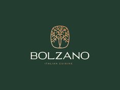 the logo for bozzano italian cuisine, which is designed in gold and green