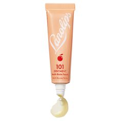 Lanolips took their iconic Original 101 Ointment, which is The World's Best Lanolin, and infused it with Vitamin E and Peach Extract to create Lanolips 101 Ointment Peach Multi-Balm. The peach kernel oil's lightness sinks into the skin easily and helps revive with a combination of vitamins and polyunsaturated fatty acid. Not surprisingly, they call it "a little tube of magic." This super rich, 100% natural lip balm penetrates and seals in moisture to give extreme hydration for extremely dry & ch Lano Lips, Lanolin Lip Balm, Peach Items, Peach Lip Balm, Peach Scent, Peach Extract, Bday Wishes, Peach Lips, Peach Aesthetic