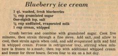 an old recipe for blueberry ice cream