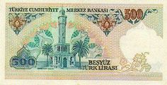 turkey bank note with an image of a mosque on the front, and words that read turkey