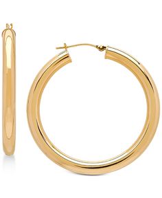 in stock Macy's Classic 14k Gold Hoop Earrings, Classic 14k Stamped Hoop Jewelry, Classic Cadmium-free Yellow Gold Jewelry, Gold-tone Polished Round Hoop Earrings, Gold-tone Round Hoop Earrings With Polished Finish, Macy's Hoop Jewelry For Formal Occasions, Macy's Formal Hoop Jewelry, Hinged 14k Gold Round Jewelry, Hinged Round 14k Gold Jewelry