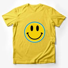 Happy Face Graphic T-Shirt, Yellow Smiley Face, Unisex Casual Tee, Positive Vibes Apparel Male T-Shirt Custom graphic T-Shirt.Customize your color