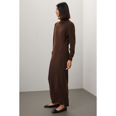 Brown knit (30% Wool, 30% Viscose, 30% Polyamide, 10% Cashmere). Sweater Sheath. Long sleeves. Turtleneck. Pull on. 47" from shoulder to hemline. Imported. Fall Viscose Maxi Dress, Viscose Long Maxi Dress For Fall, Long Viscose Dress For Fall, Chic Brown Knit Sweater Dress, Classic Fitted Sweater Dress For Fall, Chic Brown Stretch Sweater Dress, Classic Fitted Maxi Dress For Fall, Fitted Classic Midi Dress For Fall, Brown Knit Dresses For Fall