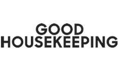 the words good house keeping are in black and white letters on a white background,