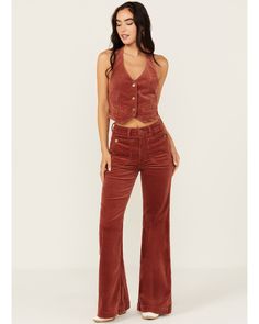 99% cotton / 1% elastane. Zip-fly with button closure. 5 pocket styling. High rise. Brick red corduroy fabrication. Finished hems. Fitted Corduroy Bottoms With Buttons, Corduroy Flare Pants, Fall Fashion Skirts, Boot Barn, Retro Women, Trouser Jeans, East Coast, Flare Pants, Bootcut Jeans