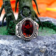 Women Garnet Ring- Handmade 925 Sterling Silver Ring- Red Oval Ring- Birthday Gift -Christmas Gift-Gift for Her- Garnet Wide Band Ring 》D E T A I L S《 ✦Metal : 925 Sterling Silver ✦Weight : 4.93 Gram Approx ✦Gemstone : Garnet Hydro ✦Stone Size : 14 x 10 MM Approx ❣❣ Handmade Item ❣❣ **This ring is Made To Order** 》G EM S T O N E D E T A I L《 **Gemstone structure may vary from the image as two gemstones do not have the same structure** If you want to see the picture of gemstone, then feel free to Oval Garnet Rings As Gift, Oval Garnet Ring For Gift, Oval Garnet Ruby Ring As Gift, Spiritual Red Ruby Ring As Gift, Oval Ruby Ring Stamped 925 For Gift, Handmade Oval Ruby Ring Gift, Oval Ruby Ring Stamped 925 As Gift, Edgy Jewelry, Wide Band Ring