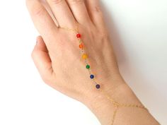 Rainbow LGBT Pride Bracelet 14k Gold Fill or Sterling Silver, Lesbian Rainbow Stone Bracelet, LGBTQ+ Couple Matching Flag Pride Jewelry Adjustable Rainbow Gemstone Jewelry, Rainbow Adjustable Minimalist Jewelry, Minimalist Adjustable Rainbow Jewelry, Adjustable Rainbow Birthstone Jewelry, Hand Chain Bracelet, Pride Jewellery, Pride Bracelet, Hand Chain, Delicate Jewelry