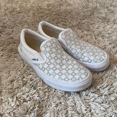 Never Worn Gray Vans, With A Louis Vuitton Print! Size 8.5, And Super Cute And Fashionable! These Shoes Can Be Worn Anywhere, With Anything:) Louis Vuitton Vans, Boujee Shoes, Louis Vuitton Print, Gray Vans, Louis Vuitton Shoes, Womens Vans, Vans Shoes, Christmas List, Womens Shoes Sneakers