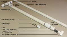 two white pipes are shown with measurements for each pipe and the other tube is labeled