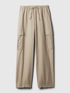 Mid Rise Linen-Cotton Pull-On Cargo Pants | Gap Soft Hands, Soft Hand, Pull On Pants, Petite Size, Cargo Pants, Mid Rise, Gap, Cotton Blend