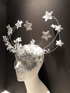 Masquerade Mask Stars, Starry Masquerade Mask, Creative Masquerade Mask, Blind Masquerade Mask, Unique Masks Masquerade Ball, Star Mask Masquerade, Celestial Masquerade Mask, Moon Mask Masquerade, Adjustable Silver Headpiece For Carnival