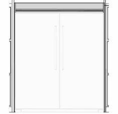 an image of a shower door with glass and metal frame on the bottom, side by side