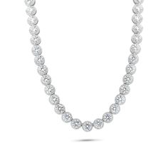 Silver 925 Rhodium Plated Moissanite Stone Halo Tennis Necklace 20" Inches Item#Sp - Mgmn00004-500 Make A Statement In This Stunning Silver 925 Rhodium Plated Moissanite Stone Halo Tennis Necklace. Crafted With A Beautiful Sparkling Halo Setting, It Adds A Touch Of Glamour To Any Outfit. Metal 925 Sterling Silver Length 20 Inches Stone Moissanite Stone Size 3mm Silver Necklace With Round Cut Lab Grown Diamond, Silver Bridal Necklace With Single Cut Diamonds In Platinum, Silver Platinum Bridal Necklace With Single Cut Diamonds, Classic Silver Necklace With Lab Grown Diamonds, Classic Silver Lab Grown Diamond Necklaces, Dazzling Silver Diamond Necklace With Halo Setting, Silver Necklace With Single Cut Lab Grown Diamonds, Silver Necklace With Lab-grown Single Cut Diamonds, Classic Solitaire Necklace With Halo In Cubic Zirconia