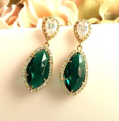 Green Gold-plated Bridal Earrings For Wedding, Green Gold Plated Bridal Earrings For Wedding, Green Gold-plated Bridal Earrings As Gift, Green Gold-plated Earrings For Wedding, Formal May Birthstone Crystal Drop Earrings, Elegant Gold Plated Green Bridal Earrings, Wedding Crystal Earrings For May Birthstone, Elegant May Birthstone Crystal Earrings For Wedding, May Birthstone Earrings For Wedding