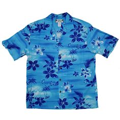 Retro design Hawaiian aloha shirt. Rayon usually feels larger than its size. It is boxy design. If you want more fitted design, look for cotton aloha shirts. Rayon Pocket pattern perfectly match with bodice Coconut buttons Made in USA, Hawaii Hawaii Outfits, Resort Shirt, Blue Hawaii, Rayon Shirt, Blue Hawaiian, Retro Men, Tropical Island, Hawaiian Style, Mens Hawaiian Shirts