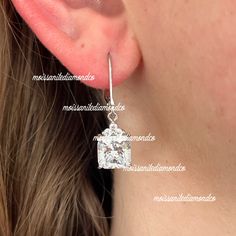 These Beautiful Moissanite Diamond Dangle Drop Earrings, are a great gift, and are sure to compliment any outfit you choose. Our Jewelry is all handmade to assure durability and quality. Length: 2.8 cm Main Stone Size: 8 mm X 8 mm (2 Carat / each) Main Stone Color: Clear White Main Stone Shape: Princess Cut Metal: Real solid 925 Sterling Silver Hallmark: 925 Plating: Rhodium Plated Stones Setting: Prong Stones: High Quality Created Moissanite Diamond Finish: High Polished Guaranteed High Quality Formal Silver Radiant Cut Earrings, Silver Radiant Cut Diamond Earrings, Gia Certified Sterling Silver Earrings, Elegant Silver Radiant Cut Earrings, Elegant Radiant Cut Silver Earrings, Aaa Quality Dangle Jewelry For Gifts, Gia Certified Silver Diamond Earrings In Sterling Silver, Silver Radiant Cut Diamond Earrings For Formal Occasions, Silver Radiant Cut Diamond Earrings For Gift