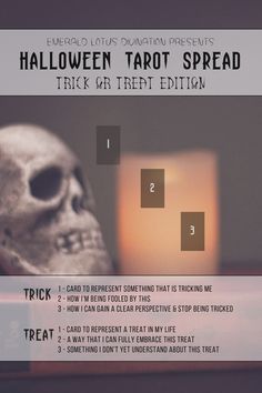 a halloween tarot spread with instructions for trick or treat