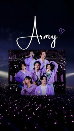 an advertisement for the upcoming album called army, which features several people in purple outfits