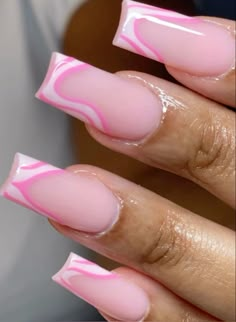 Simple French Nails Design, Nail Ideas Girly, Pink Design Acrylic Nails, Girly Acrylic Nails Designs Pink, Pink Nails Inspo Short, Pink French Tip Designs, Pink Acrylic Designs, Simple Nail Designs Square, Pink Summer Nails Designs