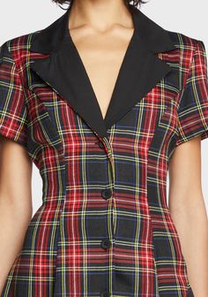 Shop Women's Dresses – Dolls Kill Classic Fitted Plaid Dress With Short Sleeves, Fitted Classic Plaid Dress With Short Sleeves, Preppy Plaid Short Sleeve Dress, Classic Short Sleeve Plaid Dress, Retro Plaid Dress For Work, Collared Fitted Plaid Dress, Fitted Plaid Collared Dress, Fitted Collared Plaid Dress, Retro Short Sleeve Plaid Dress