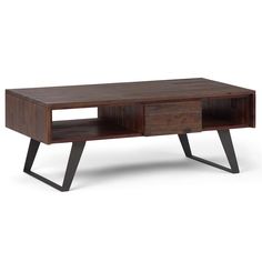 Distressed Charcoal Brown | Lowry Coffee Table Modern Industrial Coffee Table, Rectangle Coffee Table Wood, Modern Wood Coffee Table, Brown Coffee Table, Multipurpose Table, Industrial Coffee, Coffee Table With Drawers, Home Coffee Tables, Industrial Coffee Table