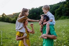 Stock Image: Happy young family spending time together outside in green nature. Career Collage, Family Spending Time Together, Big Family Photos, Fam Pics, Image Happy, Family Photoshoots, Mini Ideas, Christmas Pics, Spring Photoshoot