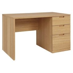 a wooden desk with three drawers on the bottom and one drawer at the top is open