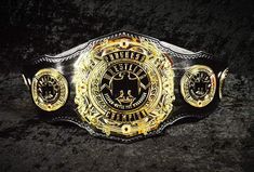 a gold and black wrestling belt with the words, united states championship written on it