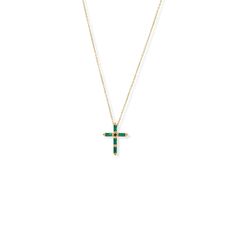 Cross pendant design features 3mm x 5mm emerald green baguette CZs with a 2mm x 2mm center black CZ. Cross measures 20mm x 26.5mm. Lobster clasp closure. Mix and match or layer our baguette collection for a BOLDER look! .925 Sterling Silver length 16" + 2" 14 karat gold plated Wedding Jewellery Necklace, Cross Pendant Necklace, Pendant Design, Green And Black, Silver Stars, Gold Plated Sterling Silver, Quality Jewelry, Artisan Jewelry, Cross Pendant