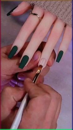 Amazing nail tutorial, Green and golden nail contrast, winter nails Art  beautiful #fashion  #nailsofinstagram  #naildesign #ideasforyou  #shortnails2024 ,2025 trendsspring  #nailideas  #pageforyou Quick Nail Art, Emerald Nails, Green Nail, Nail Art Designs Diy, Nail Art Designs Videos, 2023 Trends, Nails 2023, Nail Designs Glitter, روتين العناي�ة بالبشرة