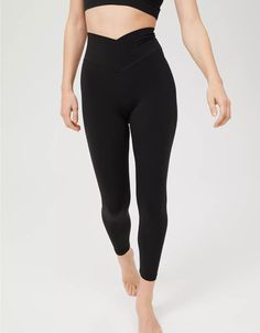 OFFLINE By Aerie Real Me High Waisted Crossover Legging Black Trousers Outfit, Cross Leggings, Aerie Leggings, Trouser Outfit, Aerie Real, Comfortable Leggings, Flare Leggings, Mens Outfitters, Black Leggings