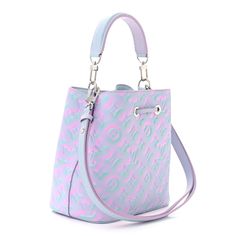 This is an authentic LOUIS VUITTON Empreinte Monogram Summer Stardust Neonoe BB in Lilas. This pre-owned luxury bucket bag is part of the Louis Vuitton Summer 2022 “Summer Stardust” collection. This limited-edition tote is crafted of sprayed Louis Vuitton monogram embossed calf leather in glimmering tones of lila and blue. The bag features an adjustable leather shoulder strap with polished silver hardware and a matching top cinch-cord. This opens the bag to a light blue microfiber interior with a partitioned pocket. The Louis Vuitton Neonoe BB can be carried by hand, in the crook of the arm, over the shoulder with the strap or as a crossbody bag. Louis Vuitton Denim Bag, Louis Vuitton Noe Bag, Louis Vuitton Neonoe, Louis Vuitton Crossbody Bag, Louis Vuitton Crossbody, Louis Vuitton Empreinte, Mini Pouches, Lv Monogram, Denim Bag