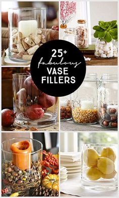 various vases filled with different types of food