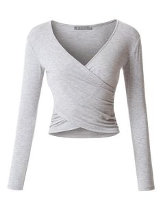 Ballet Top, Stretchy Crop Tops, Stockholm Fashion, Long Sleeve Crop, Grey Top, Style Outfits, New Wardrobe, Long Sleeve Crop Top