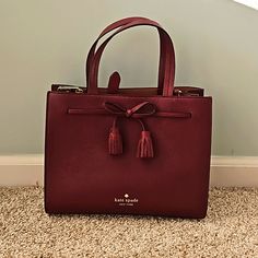 Gorgeous Soft Burgundy Leather. Nwot. Comes With Original Care Instructions. Attached Longer Strap To Wear As Crossbody. Kate Spade Burgundy Bags For Everyday Use, Elegant Burgundy Kate Spade Bag, Daily Burgundy Satchel With Zipper Closure, Burgundy Leather-lined Satchel For Everyday Use, Burgundy Satchel Tote With Gold-tone Hardware, Kate Spade Satchel, Bags Kate Spade, Satchel Tote, Kate Spade Handbags