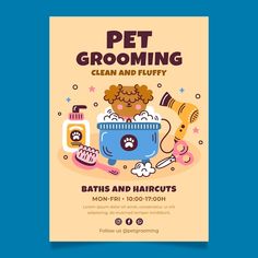 a flyer for a pet grooming event