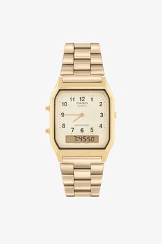 WCHAMSIO - Men's Casio Classic Gold Watch – Los Angeles Apparel Gold Digital Watch With Subdials, Classic Digital Watch With Subdials And Rectangular Dial, Classic Gold Chronograph Watch With Date Display, Gold Watch Accessories With Rectangular Analog Dial, Classic Gold Chronograph Digital Watch, Classic Digital Watch With Rectangular Dial And Date Display, Classic Gold Watch With Analog Display, Gold Watches With Date Display And Rectangular Dial, Casio Gold Watch