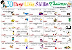 the 30 day life skills calendar is filled with activities to help kids learn how to use them