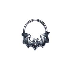 a metal ring with a bat design on it