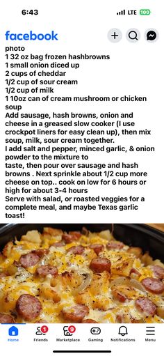 Crockpot Liners, Frozen Hashbrowns, Creamed Mushrooms, Chicken Soup, Onion Powder, Minced Garlic, Cheddar, Sour Cream, Easy Cleaning