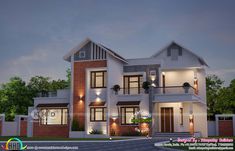 this is a 3d rendering of a modern style house in the evening hours or nights