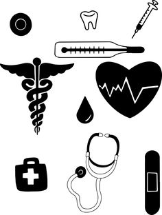 black and white medical icon set