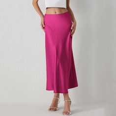 This Seasonal Fave Satin Long Midi Skirt is the new power player in our wardrobe! Features a high waistline, a figure-skimming silhouette with side pleated details for a chic look, and a flowy midi hem Comes in eight colors Made from quality Polyester Available in sizes S-L Model is wearing size S Fitted Solid Color Flared Skirt, Elegant Non-stretch Lined Skirt, Elegant Fitted Solid Color Maxi Skirt, Fitted Midi Skirt In Solid Color, Fitted Pleated Midi Skirt, Party Maxi Skirt In Solid Color With Stretch, Fitted Solid Color Midi Skirt, Chic Solid Color Pleated Skirt For Party, Party Solid Color Flared Skirt Bottoms