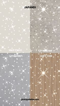 four different types of wallpaper with white stars on the top, bottom and bottom