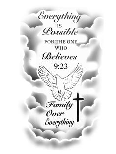 an image of a cross with the words, everything is possible for the one who believes