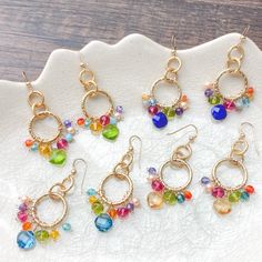 fun paige earrings Ruby Quartz, Wire Jewelry Rings, Lapis Earrings, Resin Clay, Statement Earring, Aqua Chalcedony, Colorful Earrings, Blue Quartz, London Blue Topaz