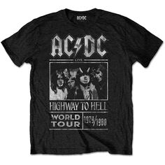 BITCRUNCHER MEDIA - OFFICIALLY LICENSED GARMENTS ACDC Highway to Hell World Tour 79-80 Rock Official Tee T-Shirt Mens Unisex Item Description Mens/Unisex officially licensed garment. Chest sizes are as follows: Small (37"), Medium (39"), Large (42"), Extra Large (45"), XXL (51") and XXXL (53"). These garments are professionally produced, printed and cured to ensure the design looks fantastic and lasts through more than 100 washes, ensuring your garment will last and look great throughout its lif Camisa Rock, Highway To Hell, I'm With The Band, Rock T Shirts, Tour T Shirts, High Quality T Shirts, Ac Dc