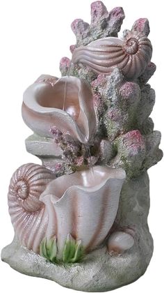 Ferrisland 3-Tier Tabletop Fountain Indoor, White Pink Resin Coral and Shell Water Fountain with LED Lights and Water Pump, 15.7 H Lightweight Waterfall Fountain for Home and Office Decoration Ferrisland Fountain For Home, Ocean Elements, Fountain Indoor, Ocean Room, Tabletop Water Fountain, Diy Garden Fountains, Mermaid Room, Tabletop Fountain, Fountain Feature