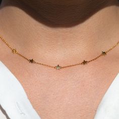 We rate this necklace 5 stars! Our Estrella Necklace is such a beautiful piece of jewelry. You'll want to wear this dainty and versatile necklace every day. Sale Items, Every Day, 18k Gold, Gold Necklace, Stars, Gold, How To Wear